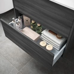 Alba 80cm Basin Set - 80cm Basin & 2 Drawer Basin Unit In Grey Oak - Size - Color -Comfort Bathroom Store 41579553 4