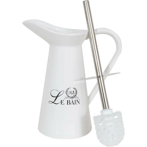 Pitcher-shaped Toilet Brush Holder In White Porcelain Decorated Le Bain Paris 6 Pitcher-shaped Toilet Brush Holder In White Porcelain Decorated Le Bain Paris - Image 4