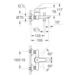 Grohe Single Lever Bath/ Shower Mixer 1/2'' , Chrome (MitigeurBD1) 11 Grohe Single Lever Bath/ Shower Mixer 1/2'' , Chrome (MitigeurBD1) -Comfort Bathroom Store 42430241 5