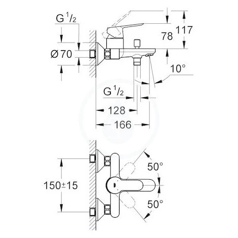Grohe Single Lever Bath/ Shower Mixer 1/2'' , Chrome (MitigeurBD1) 7 Grohe Single Lever Bath/ Shower Mixer 1/2'' , Chrome (MitigeurBD1) - Image 5