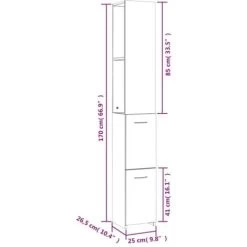 Bathroom Cabinet White 25x25x170 Cm Engineered Wood VidaXL -Comfort Bathroom Store 42469331 3