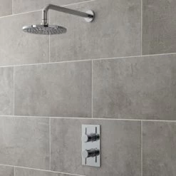 Nuie Quest Twin Thermostatic Concealed Shower Valve With Fixed Shower Head - Chrome