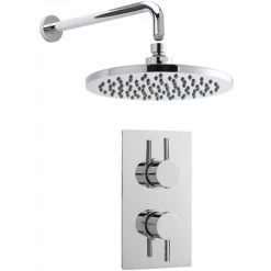 Nuie Quest Twin Thermostatic Concealed Shower Valve With Fixed Shower Head - Chrome -Comfort Bathroom Store 42718180 3