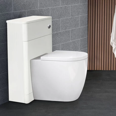 Back To Wall Bathroom Toilet Unit Concealed Cistern Furniture 500mm Gloss White 4 Back To Wall Bathroom Toilet Unit Concealed Cistern Furniture 500mm Gloss White - Image 2