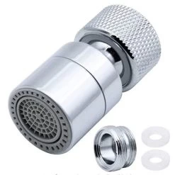 LITZEE Sink Aerator Non-Slip Stainless Steel 2 Bubbling Modes Anti-Splash 360-degree Filter Swivel Faucet Sprayer With Nozzle Adapter Universal Internal M24mm And External M22 Faucet