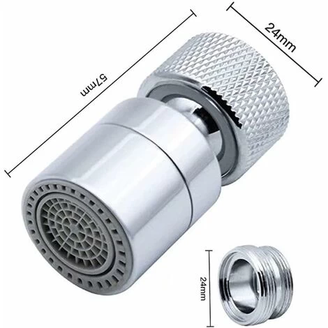 LITZEE Sink Aerator Non-Slip Stainless Steel 2 Bubbling Modes Anti-Splash 360-degree Filter Swivel Faucet Sprayer With Nozzle Adapter Universal Internal M24mm And External M22 Faucet 4 LITZEE Sink Aerator Non-Slip Stainless Steel 2 Bubbling Modes Anti-Splash 360-degree Filter Swivel Faucet Sprayer With Nozzle Adapter Universal Internal M24mm And External M22 Faucet - Image 2