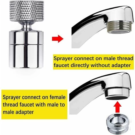 LITZEE Sink Aerator Non-Slip Stainless Steel 2 Bubbling Modes Anti-Splash 360-degree Filter Swivel Faucet Sprayer With Nozzle Adapter Universal Internal M24mm And External M22 Faucet 7 LITZEE Sink Aerator Non-Slip Stainless Steel 2 Bubbling Modes Anti-Splash 360-degree Filter Swivel Faucet Sprayer With Nozzle Adapter Universal Internal M24mm And External M22 Faucet - Image 5