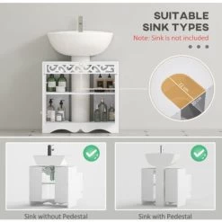 HOMCOM Sink Cabinet Basin Bathroom Cupboard Shelf Storage Unit Furniture -Comfort Bathroom Store 4395730 4