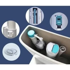 Acezanble Bathroom Modern Square White Close Coupled Toilet Ceramic WC 11 Acezanble Bathroom Modern Square White Close Coupled Toilet Ceramic WC -Comfort Bathroom Store 44820790 5