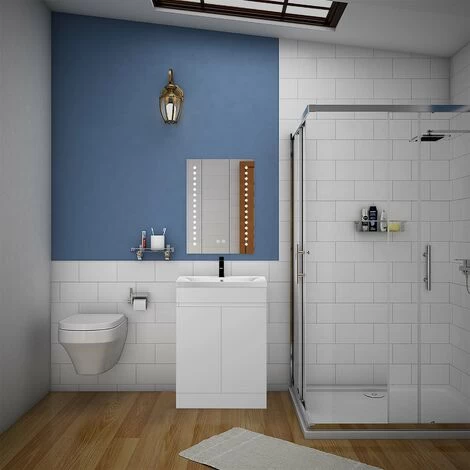 Acezanble 500mm Bathroom Vanity Units With Basin Cabinet Storage Sink Unit Floor Cabinet With 2 Doors White 5 Acezanble 500mm Bathroom Vanity Units With Basin Cabinet Storage Sink Unit Floor Cabinet With 2 Doors White - Image 3