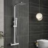 Acezanble Bathroom Thermostatic Mixer Shower Set All Square Chrome Twin Head Exposed Valve -Comfort Bathroom Store 44821104 1