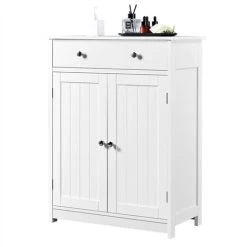 Yaheetech Free-Standing Bathroom Cabinet Storage Cabinet,Adjustable Shelf, 60x30x80cm, White -Comfort Bathroom Store 45100338 5