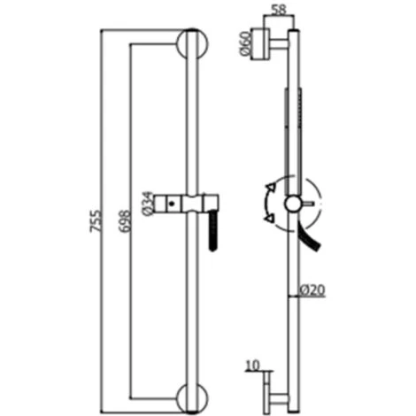 Swiss Aqua Technologies Paffoni B-Way Set Mechanical Shower Mixer + Shower Bar + Hand Shower 1 Jet + Hose, Black Matt (SATBSBW268-SET) 7 Swiss Aqua Technologies Paffoni B-Way Set Mechanical Shower Mixer + Shower Bar + Hand Shower 1 Jet + Hose, Black Matt (SATBSBW268-SET) - Image 5