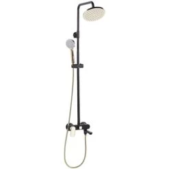 Modern Mixer Shower Set With Rain Function Brass Steel Black With Gold Gurara