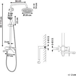 Modern Mixer Shower Set With Rain Function Brass Steel Black With Gold Gurara -Comfort Bathroom Store 45282161 3