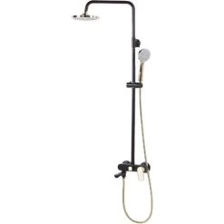 Modern Mixer Shower Set With Rain Function Brass Steel Black With Gold Gurara -Comfort Bathroom Store 45282161 4