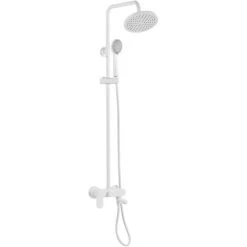 Modern Mixer Shower Set With Rain Function Brass Steel Matt White Gurara