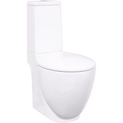 WC Ceramic Toilet Bathroom Round Toilet Bottom Water Flow White VidaXL