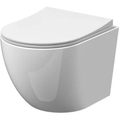 Nuie Freya Rimless Wall Hung Toilet Pan 480mm Projection - Slim Sandwich Soft Close Seat