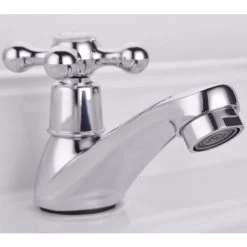 Basin Tap Pair Traditional Bathroom Sink Taps Hot And Cold Water Mixer Tap With Ceramic Disc Technology, Solid Brass Traditional Double Basin Taps For Kitchen Basin Sink Bathroom Washroom -Comfort Bathroom Store 46235825 4