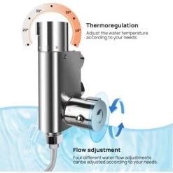 Thermostatic Mixer Bidet Shower Spray Kit, Brass Chrome Sprayer With Dual Control For Water Flow And Water Temperature 20-48℃, Safety Lock 38℃ Anti-Scald For Bidet Toilet Pet Shower Washing -Comfort Bathroom Store 46256313 5