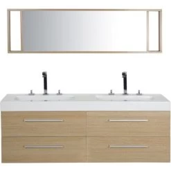 Modern Bathroom Vanity Set Light Wood Double Sink Mirror Cabinet Malaga -Comfort Bathroom Store 4627224 5