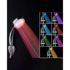 Modern Shower Head Multicolour Led Lights Synthetic Glossy Silver Rainbow 8 Modern Shower Head Multicolour Led Lights Synthetic Glossy Silver Rainbow -Comfort Bathroom Store 4627237 2
