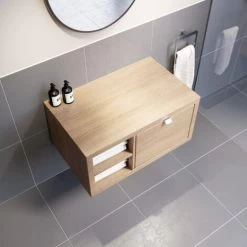 Bathroom Wall Hung Vanity Unit Cabinet Storage Drawer Shelves 800mm Furniture -Comfort Bathroom Store 46300184 3