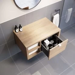 Bathroom Wall Hung Vanity Unit Cabinet Storage Drawer Shelves 800mm Furniture -Comfort Bathroom Store 46300184 4