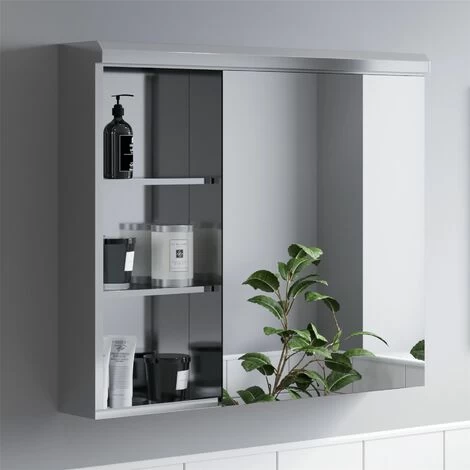 Bathroom Single Door Mirror Stainless Steel Open Shelf Modern Cabinet 700x600mm 3 Bathroom Single Door Mirror Stainless Steel Open Shelf Modern Cabinet 700x600mm