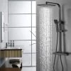 Black Luxury Thermostatic Mixer Brass Diverter Valve Squre Shower Bar Big Head, Adjustable Height Exposed Riser Rail Shower Hose All-in-One Chrome Rainfall Shower Mixer Set -Comfort Bathroom Store 46734180 1