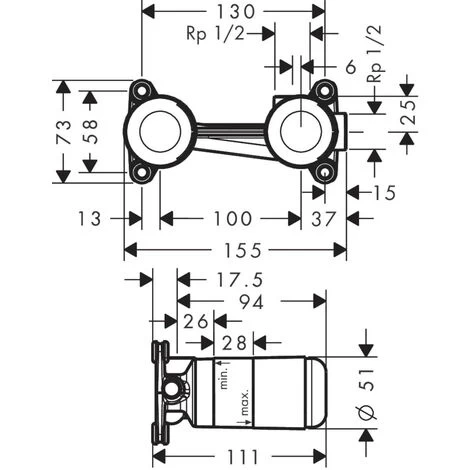 Hansgrohe Talis E Set Wall-mounted Single-lever Basin Mixer Brushed Black + Free-flowing Drain + Concealed Body (71734340-SET) 6 Hansgrohe Talis E Set Wall-mounted Single-lever Basin Mixer Brushed Black + Free-flowing Drain + Concealed Body (71734340-SET) - Image 4
