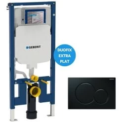 Geberit Duofix Pack Extra-flat Frame 114 Cm UP720, Space-saving + Sigma01 Plate, Black (111.796.00.1-A)