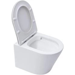 Swiss Aqua Technologies Infinitio Rimless Wall-hung Toilet With Invisible Fixings + Soft Close Seat, Matt White (SATINF010RREXPWM) -Comfort Bathroom Store 47153145 3