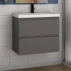 800mm Elegant Modern Bathroom Wall Hung Vanity Unit With Sink 1 Tap Hole,2 Drawers Soft Closing Matte Grey Bathroom Furniture -Comfort Bathroom Store 47882474 1