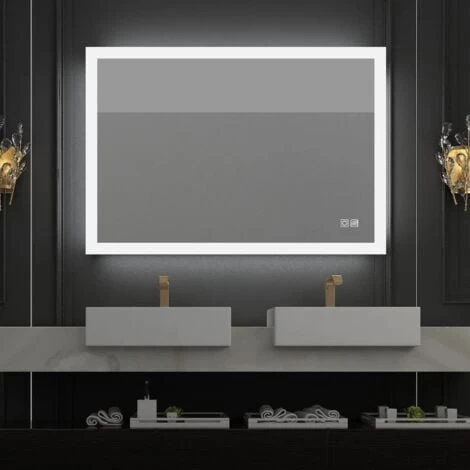 MIQU 600 X 500mm Illuminated LED Bathroom Mirror With Demister Pad Touch Sensor 3 Color Dimmable Wall Mounted Vertical Horizontal 3 MIQU 600 X 500mm Illuminated LED Bathroom Mirror With Demister Pad Touch Sensor 3 Color Dimmable Wall Mounted Vertical Horizontal