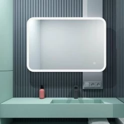 Lisa 500x700mm Illuminated LED Bathroom Mirror With Demister Pad Touch Sensor 3 Color Dimmable Wall Mounted Vertical Horizontal