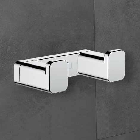 Hansgrohe AddStoris Bathroom Double Robe Towel Hook Chrome Wall Mounted Modern 3 Hansgrohe AddStoris Bathroom Double Robe Towel Hook Chrome Wall Mounted Modern