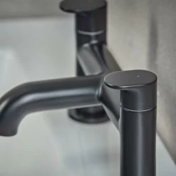 Hansgrohe Vernis Blend Bathroom Bath Mixer Tap Twin Lever Modern Curved Black -Comfort Bathroom Store 48218327 2
