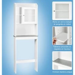 Over-The-Toilet Storage Cabinet 4-Tier Washing Machine Rack W/Adjustable Shelves -Comfort Bathroom Store 48280100 3