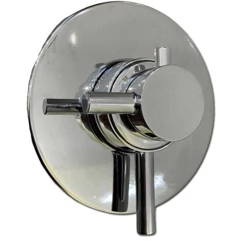 Modern Round Dual Shower Valve Thermostatic Concentric Concealed Exposed Chrome 4 Modern Round Dual Shower Valve Thermostatic Concentric Concealed Exposed Chrome - Image 2