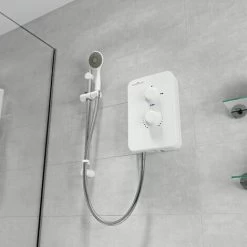 Gainsborough Slim Mono 8.5kW Electric Shower White 1 Spray Head Handset Bathroom -Comfort Bathroom Store 49805175 3