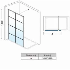 ELEGANT 700mm Black Aluminium Framed Walk In Shower Enclosure Wet Room 8mm Safety Tempered Glass Bathroom Screen -Comfort Bathroom Store 50048284 5