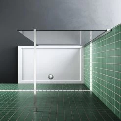ELEGANT Frameless Shower Cabin 1200mm Walk In Shower Door Screen Wet Room With 1200x700mm Tray And Waste Trap Cover -Comfort Bathroom Store 50316751 2