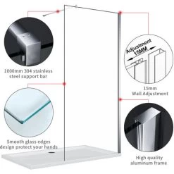 ELEGANT Shower Cabin 700mm Main Shower Door 700mm Side Shower Screen 1400x700mm Shower Tray Slate Effect Free Waste Trap -Comfort Bathroom Store 50317006 3