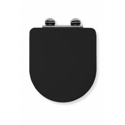 Croydex Iseo Toilet Seat D Shape Modern Soft Close Flexi Fix Bathroom Wood Black
