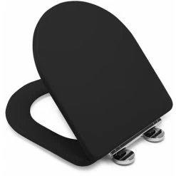 Croydex Iseo Toilet Seat D Shape Modern Soft Close Flexi Fix Bathroom Wood Black -Comfort Bathroom Store 50754606 3