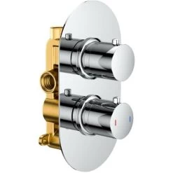 Chrome Round Twin Dual Concealed Thermostatic Shower Mixer Valve - Single Outlet -Comfort Bathroom Store 50827693 3