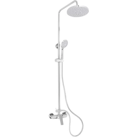 PrimeMatik - Chrome Telescopic Shower Column With Single-lever Mixer Tap, Overhead Shower Head, Hand Shower Head And Flexible Hose 3 PrimeMatik - Chrome Telescopic Shower Column With Single-lever Mixer Tap, Overhead Shower Head, Hand Shower Head And Flexible Hose