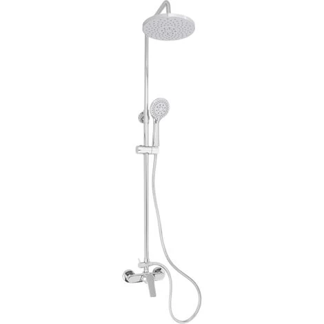 PrimeMatik - Chrome Telescopic Shower Column With Single-lever Mixer Tap, Overhead Shower Head, Hand Shower Head And Flexible Hose 5 PrimeMatik - Chrome Telescopic Shower Column With Single-lever Mixer Tap, Overhead Shower Head, Hand Shower Head And Flexible Hose - Image 3